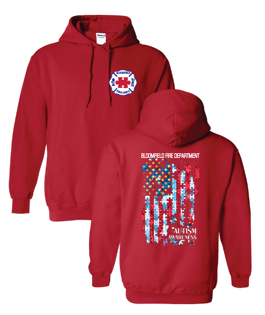 Pullover Hoodie Red - Autism Awareness