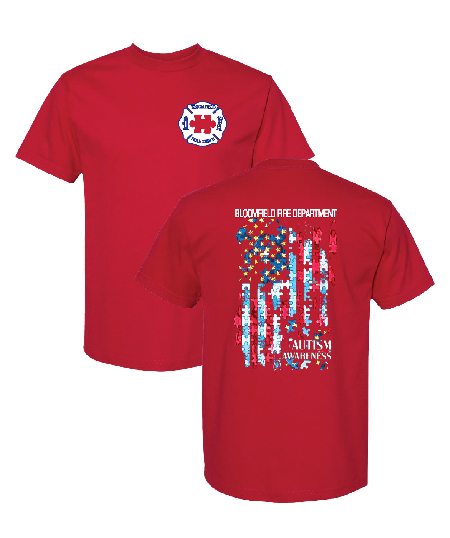 100% Cotton T-Shirt Red - Autism Awareness