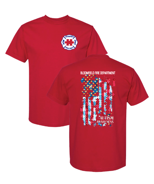 100% Cotton T-Shirt Red - Autism Awareness