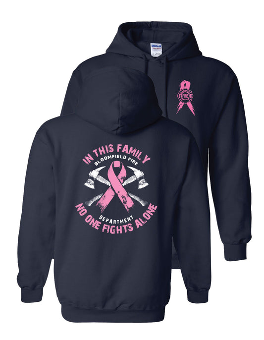 Gildan Heavy Blend Navy Blue Hooded Sweatshirt - Breast Cancer Awareness